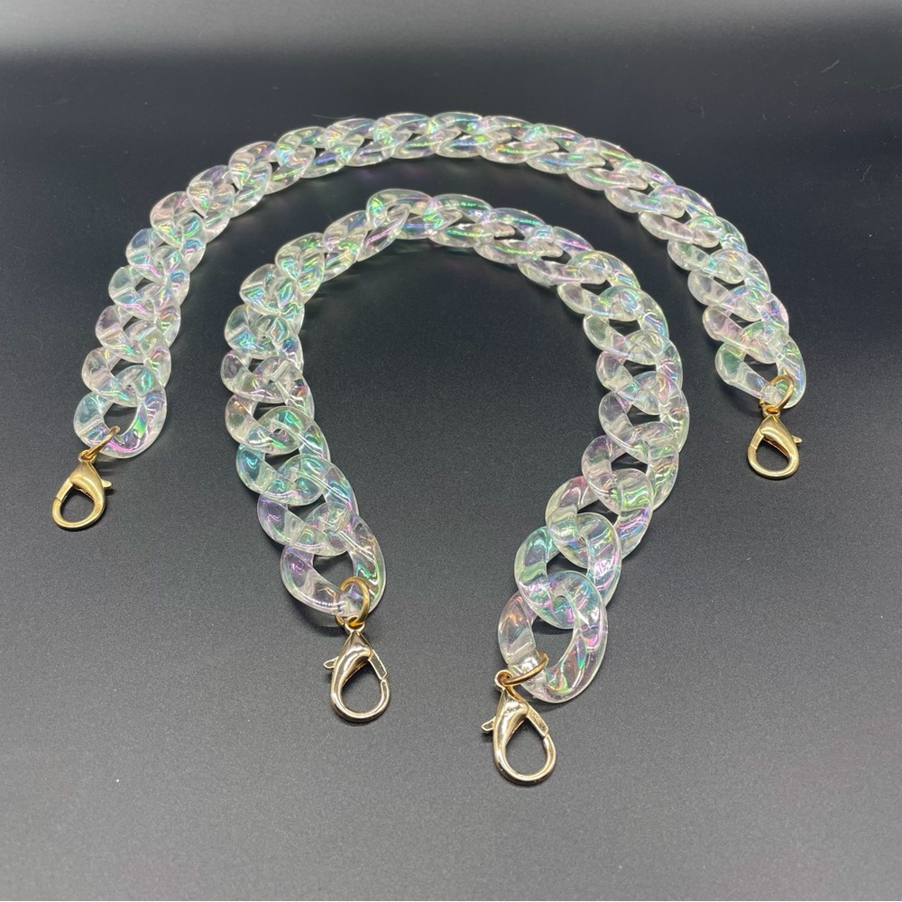 New Iridescent Clear Acrylic Chain Links with Gold Clasps for Handbags N…